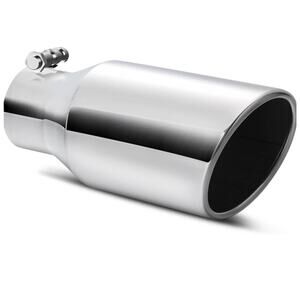 Exhaust Tip 2.5” Inlet 4” Outlet 12” Long Polished Stainless Steel Rolled Edge